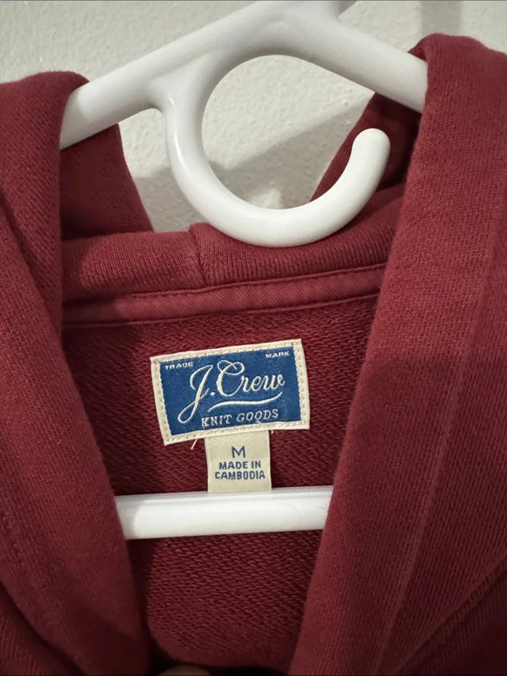 J. Crew Men's Medium Burgundy Crewneck Pullover Hoodie